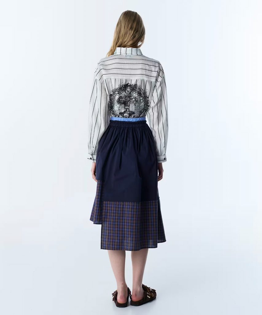 TWIST Ekose Desen Mix Etek TS1260004075 - Lacivert