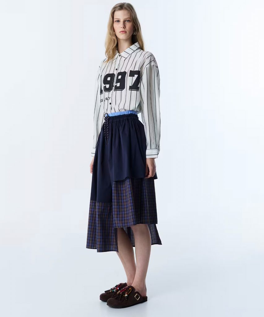 TWIST Ekose Desen Mix Etek TS1260004075 - Lacivert