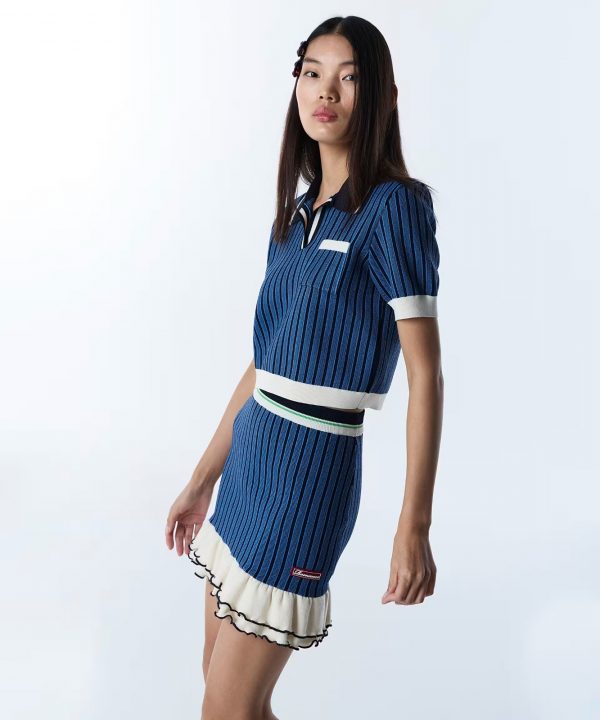 TWİST Çizgi Jakarlı Volanlı Etek TS1260004081