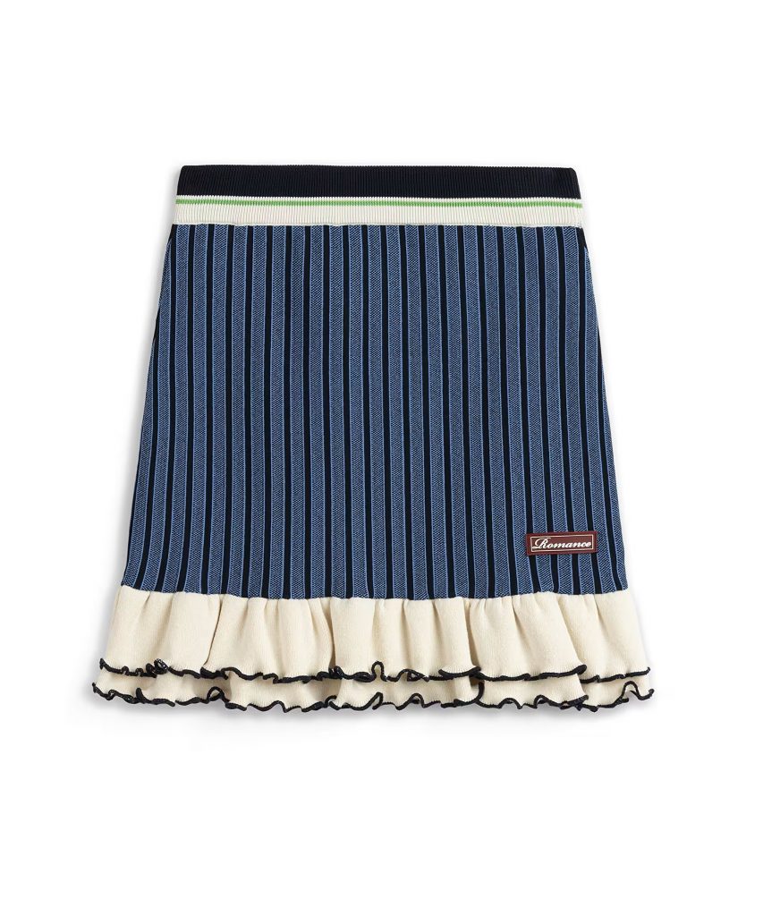 TWİST Çizgi Jakarlı Volanlı Etek TS1260004081 - MAVİ