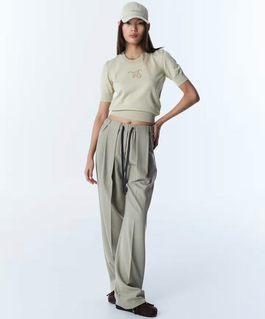 TWİST Kontrast Bağcıklı  Wıde Leg Pantolon TS1260003206 - TAŞ