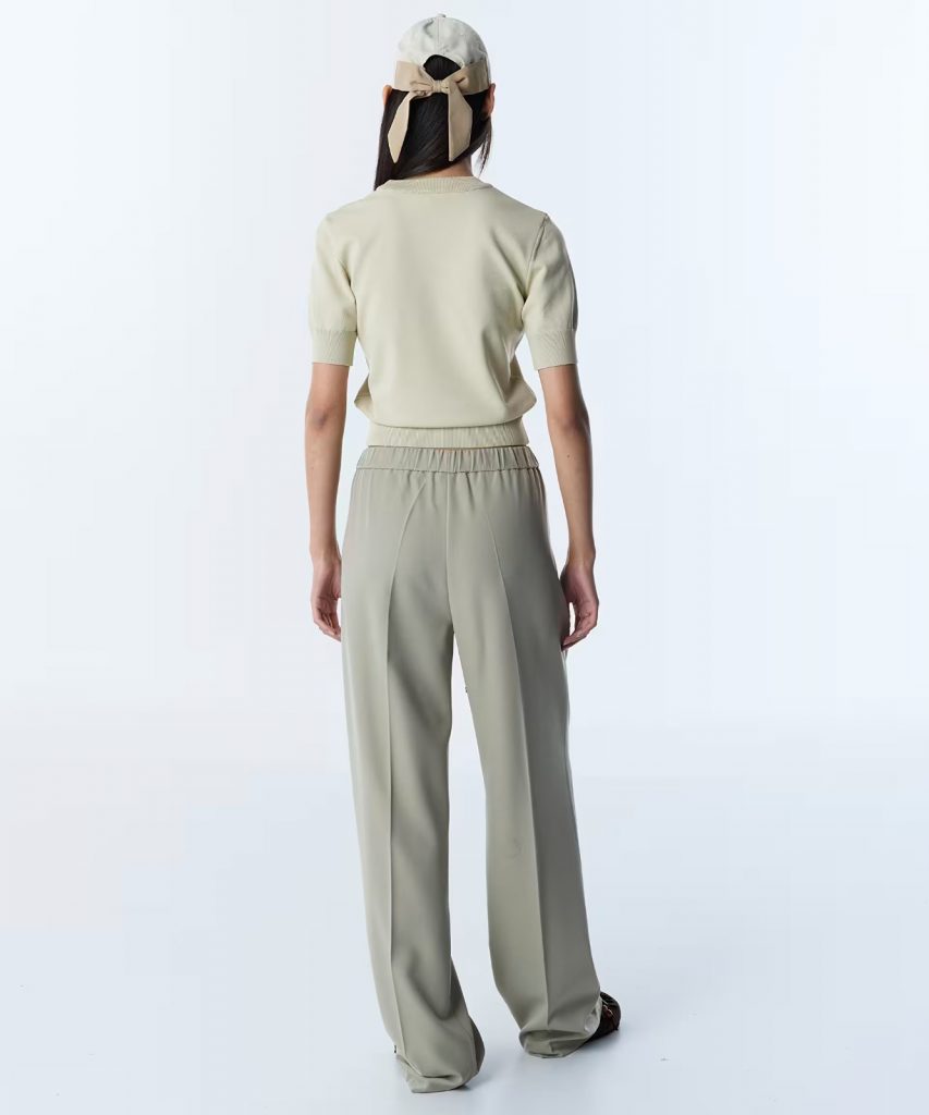 TWİST Kontrast Bağcıklı  Wıde Leg Pantolon TS1260003206 - TAŞ