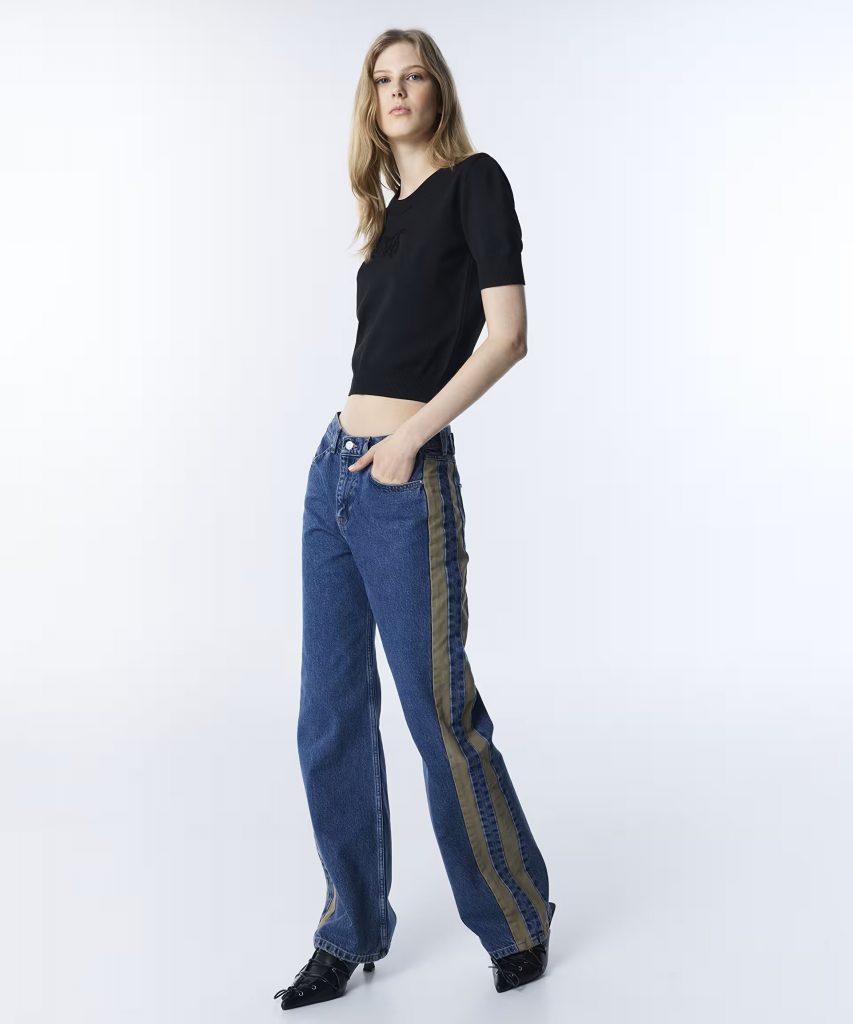 TWİST COLORBLOCK WIDE LEG JEAN PANTOLON TS1260018029 - İNDİGO