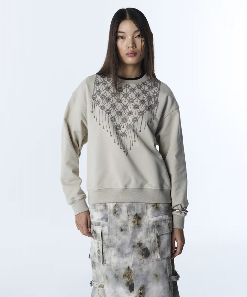 TWİST STRASS Taslı Görsel Baskılı Sweatshirt TS1260091010 - TAŞ