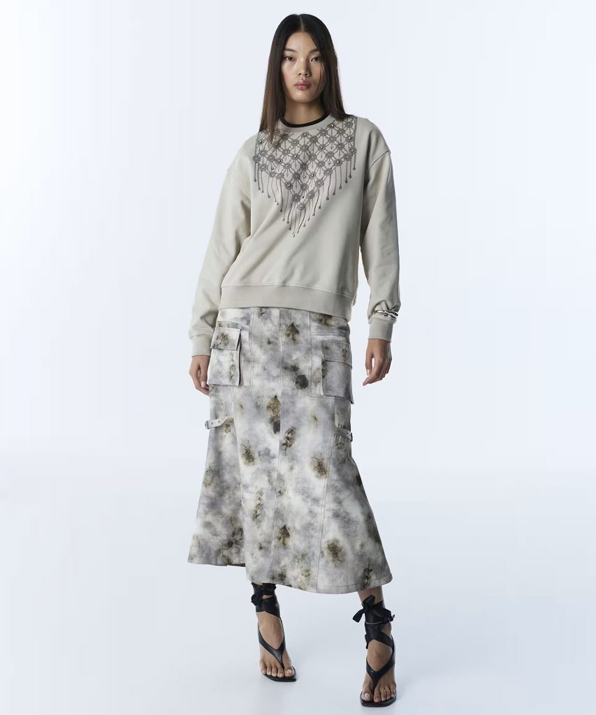 TWİST STRASS Taslı Görsel Baskılı Sweatshirt TS1260091010