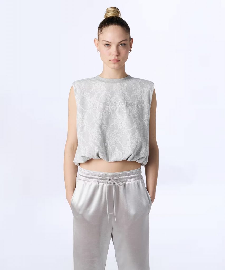 TWIST Nakışlı Dantel Mix  T-shirt TS1260070082 - GRİ