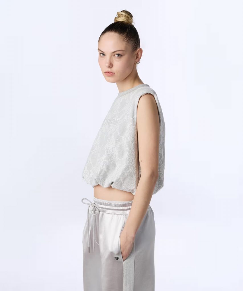 TWIST Nakışlı Dantel Mix  T-shirt TS1260070082 - GRİ