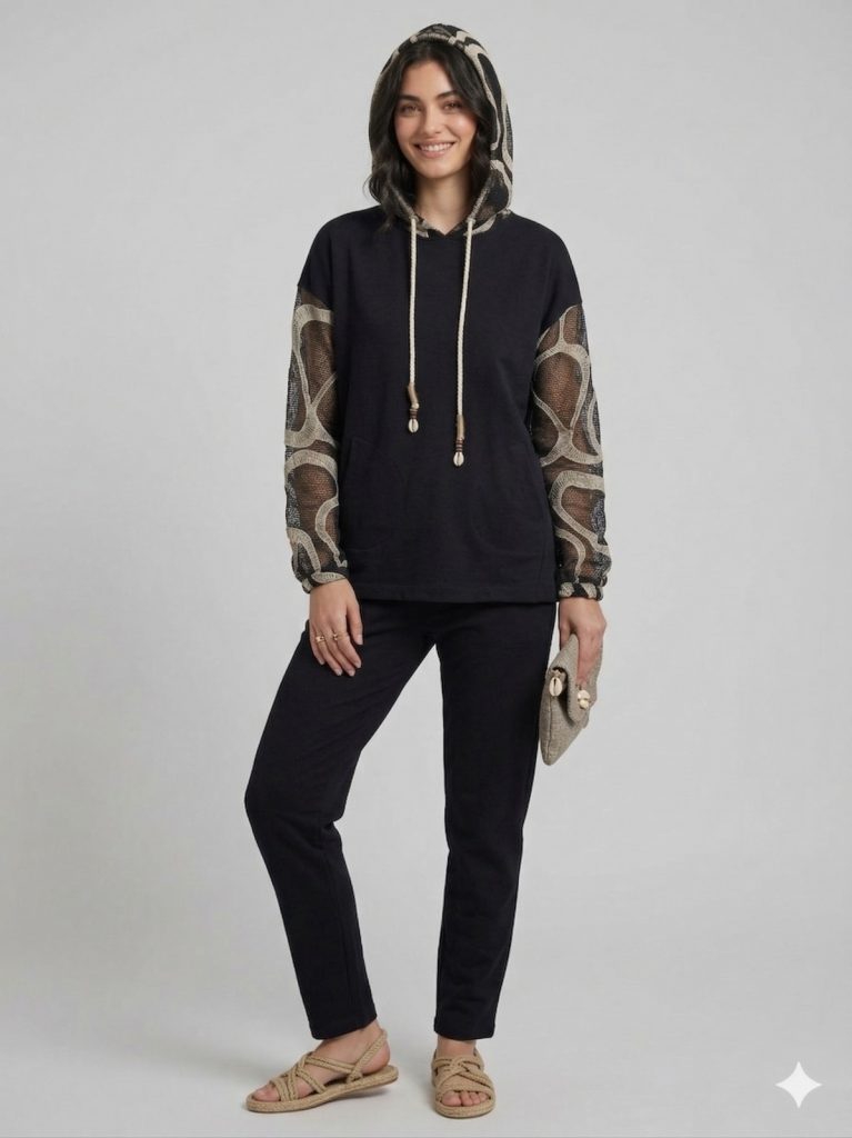 YSATİS Kapuşonlu Cep Detaylı Bluz 5000121 - Siyah