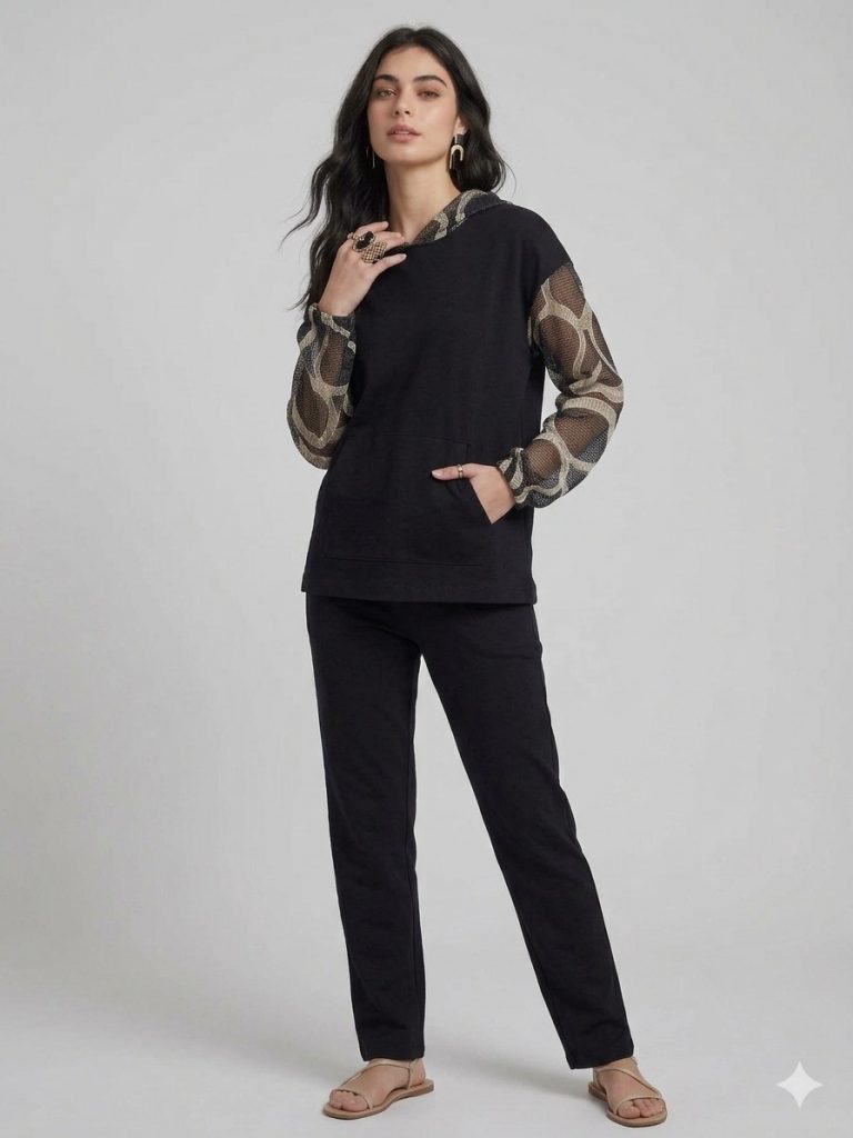 YSATİS Kapuşonlu Cep Detaylı Bluz 5000121 - Siyah