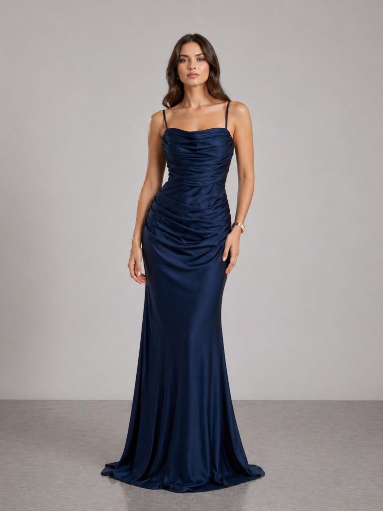 FOR COSTUME Askılı Abiye Elbise 10672 - Lacivert