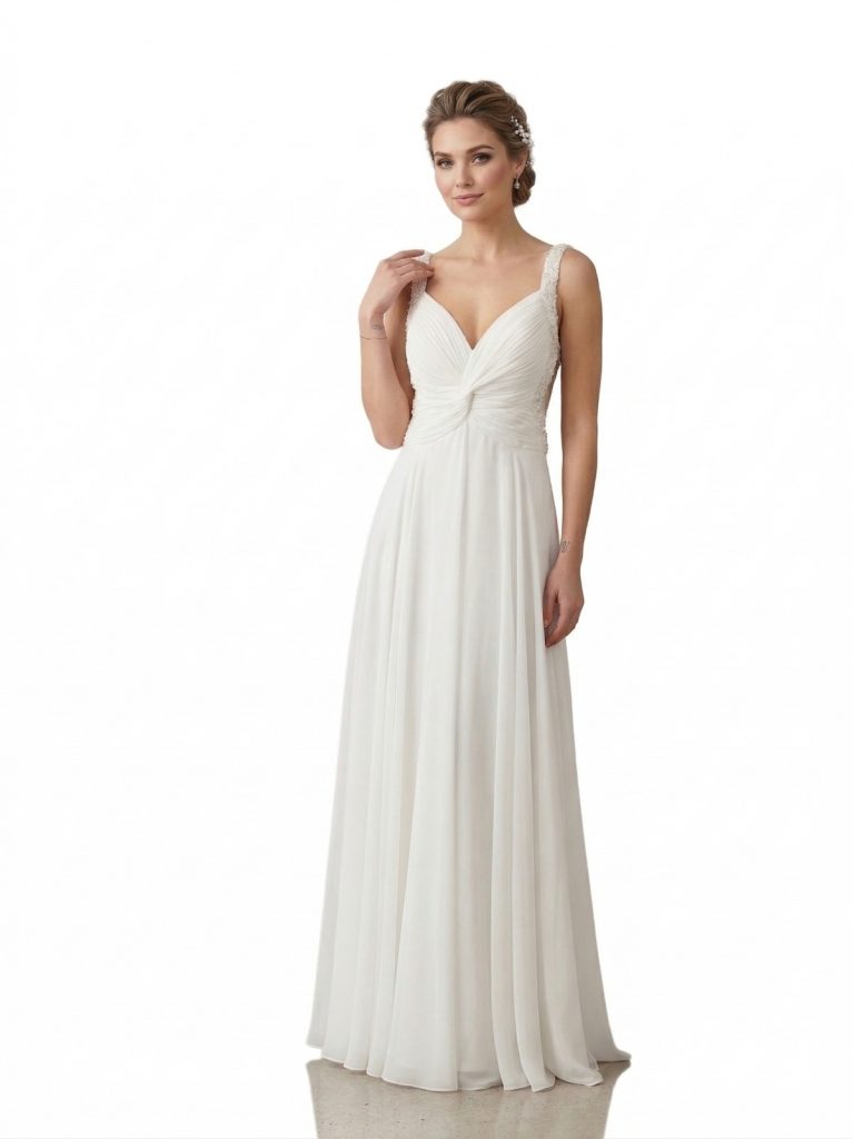 CENTİLMEN Büzgü Detaylı Askılı Turuncu Şifon Abiye Elbise  2016 - Beyaz