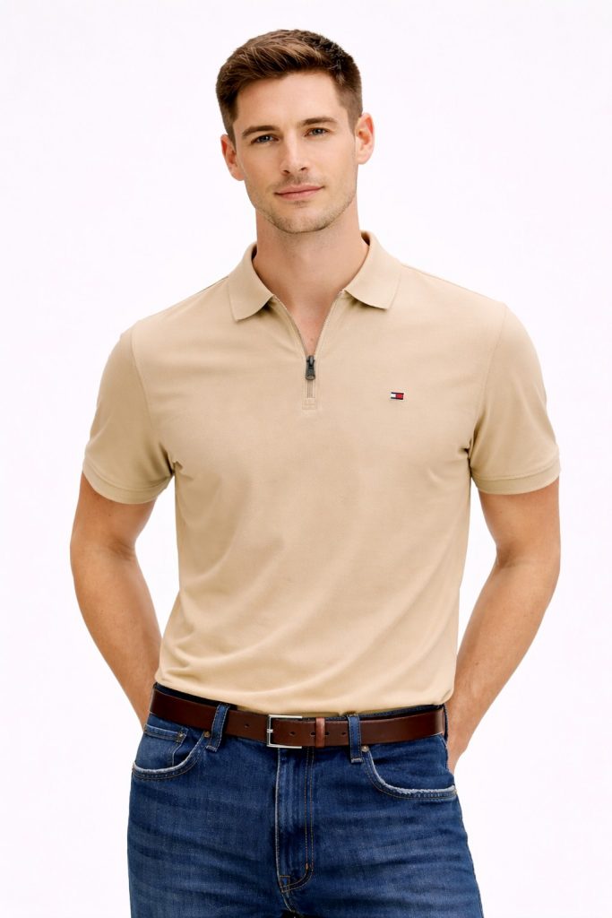 TOMMY HILFIGER Interlock Zip Reg Erkek Polo Tişört MW0MW42758RBT