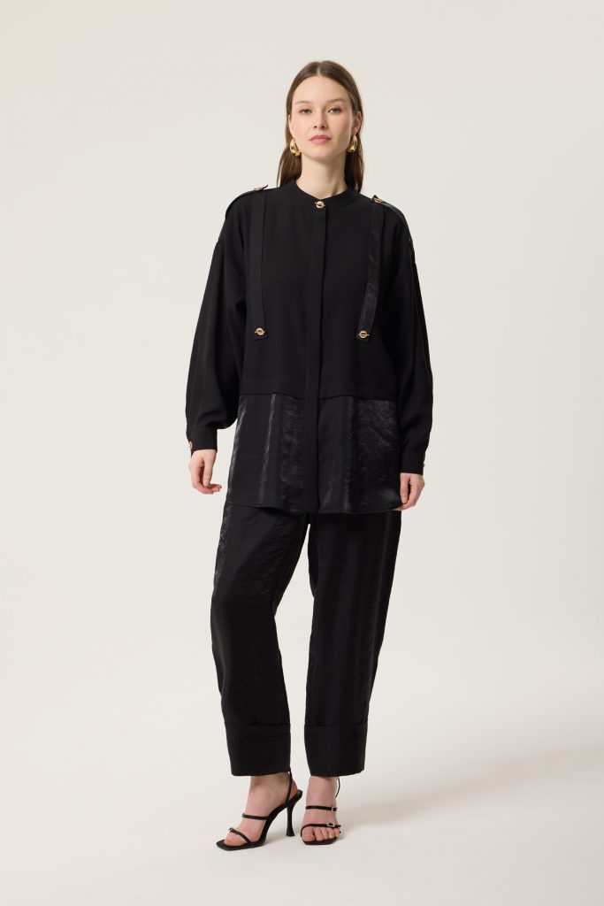 MASCARA Şerit Detaylı Düğmeli Gömlek  2134 - Siyah