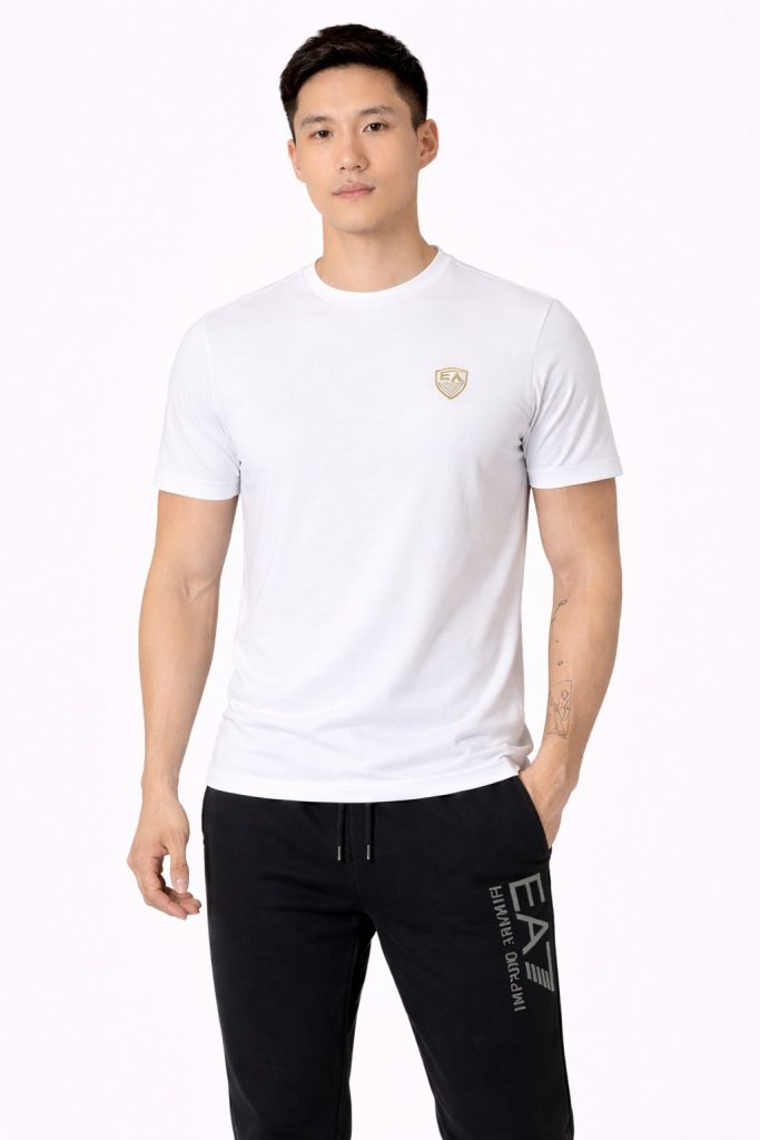 EA7 Train Premium Shield M Erkek Tişört 8NPT16PJRGZ - Beyaz