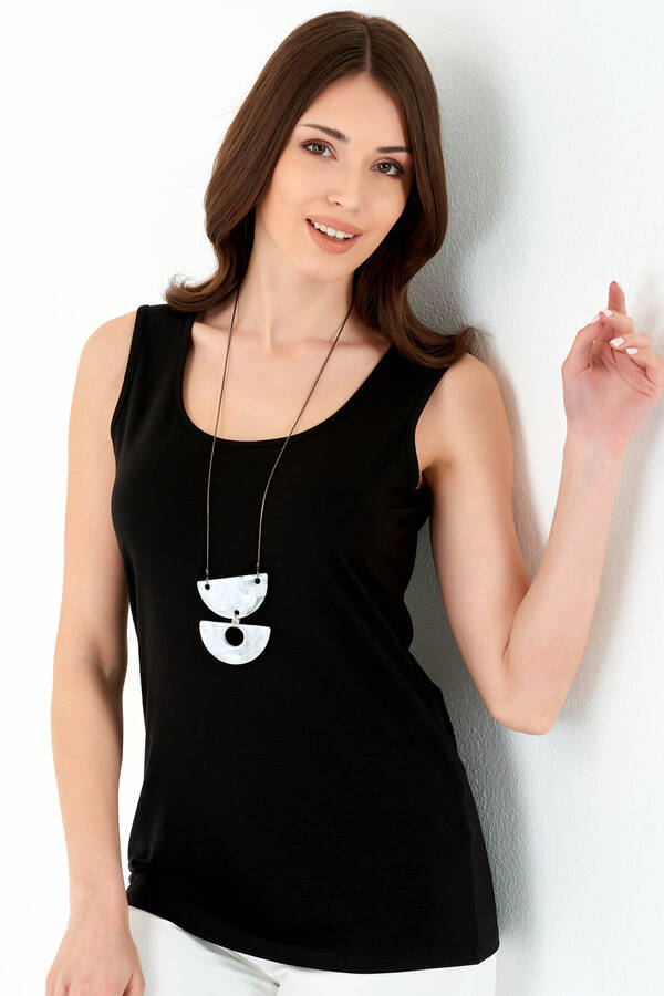 TOLGA SARAÇOĞLU Kalın Askılı Örme Atlet 10134 - Siyah