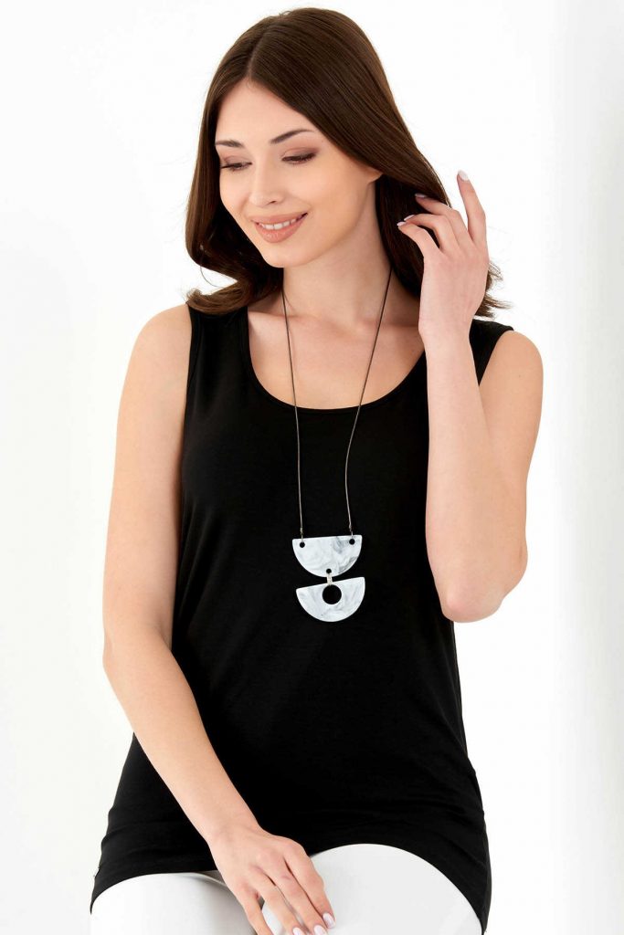 TOLGA SARAÇOĞLU Kalın Askılı Örme Atlet 10134 - Siyah