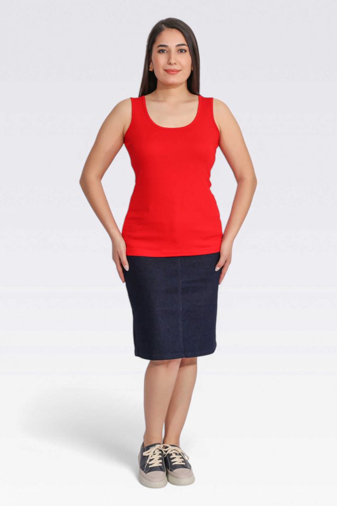 TOLGA SARAÇOĞLU Kalın Askılı Bluz 10977 - KIRMIZI