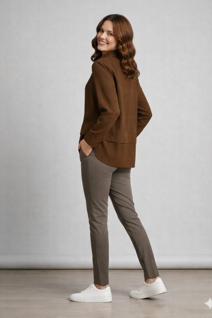 DOSSO DOSSİ  Ön Cep Detaylı Çizgili Gömlek 3896 - kahve