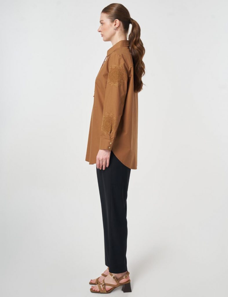 KAYRA %100 Pamuklu Bağcıklı Tunik 21119 - kahve