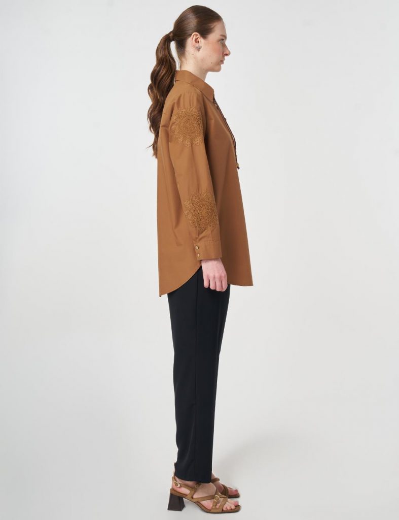 KAYRA %100 Pamuklu Bağcıklı Tunik 21119 - kahve