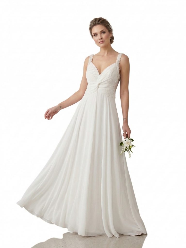 CENTİLMEN Büzgü Detaylı Askılı Turuncu Şifon Abiye Elbise  2016 - Beyaz