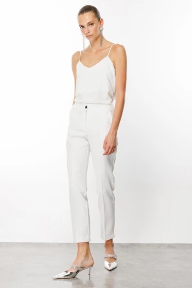 MODAİLGİ Yandan Cepli Düz Kesim Pantolon 4510 - EKRU