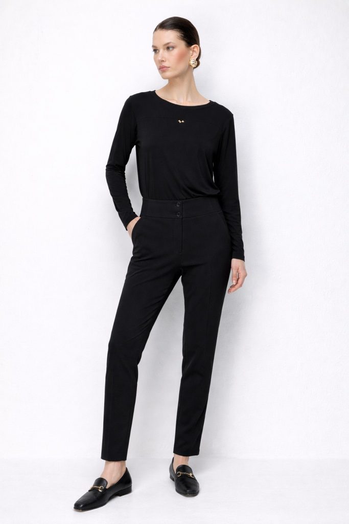 EKOL Çift Düğmeli Dar Paça Pantolon 4170 - Siyah