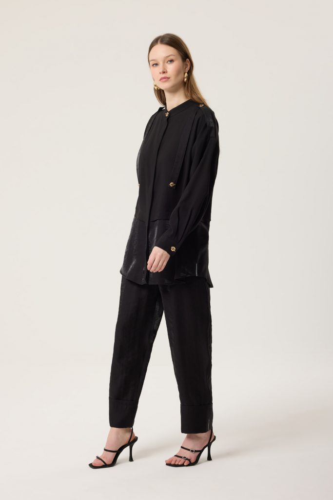 MASCARA Şerit Detaylı Düğmeli Gömlek  2134 - Siyah