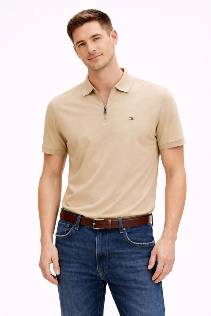 TOMMY HILFIGER Interlock Zip Reg Erkek Polo Tişört MW0MW42758RBT