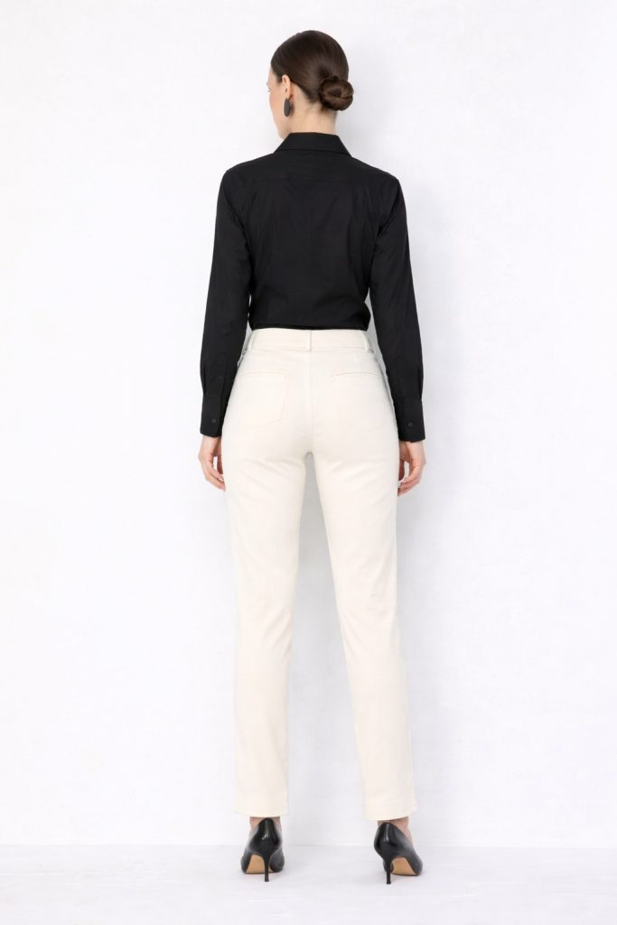 EKOL Yan Cepli Dar Paça Pamuklu Pantolon 4098 - EKRU