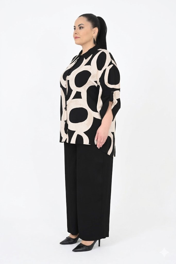 DARKMEN Desenli Gömlek Ve Pantolon Seti 5007 - Siyah