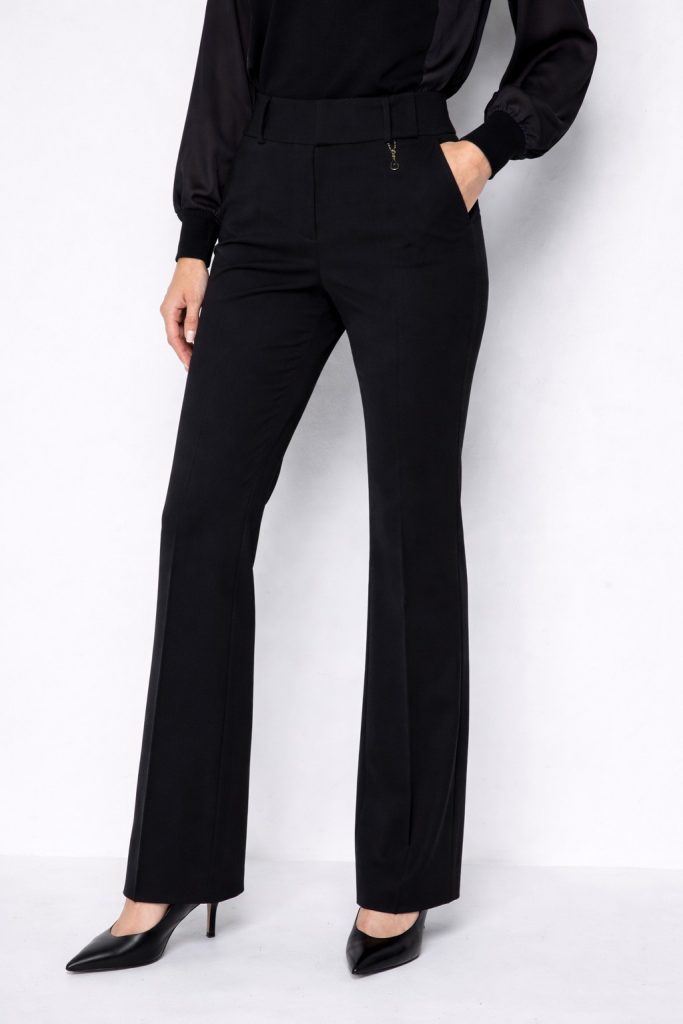 EKOL Metal Aksesuarlı İspanyol Paça Pantolon 4044 - Siyah