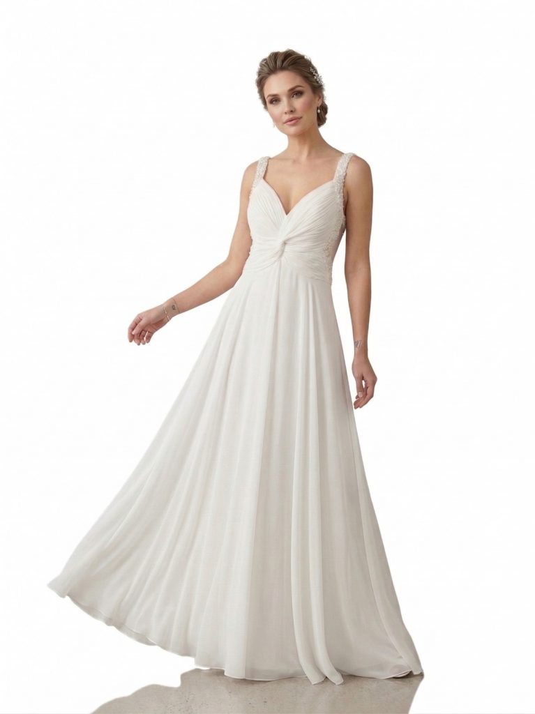 CENTİLMEN Büzgü Detaylı Askılı Turuncu Şifon Abiye Elbise  2016 - Beyaz