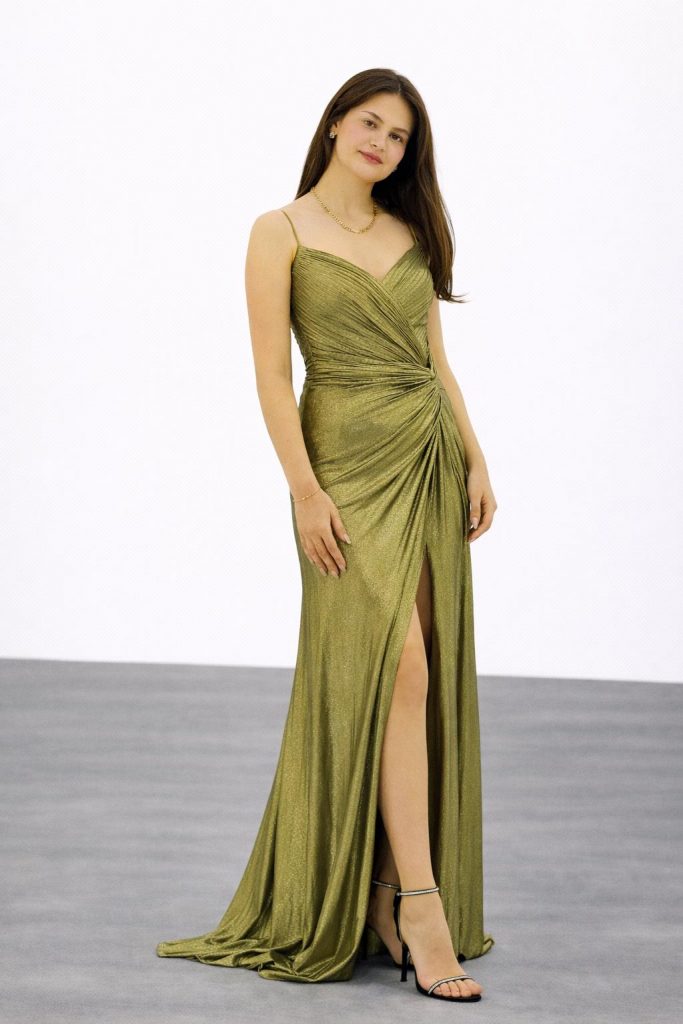 FOR COSTUME Yırtmaç Detaylı Abiye Elbise 10032 - HAKİ