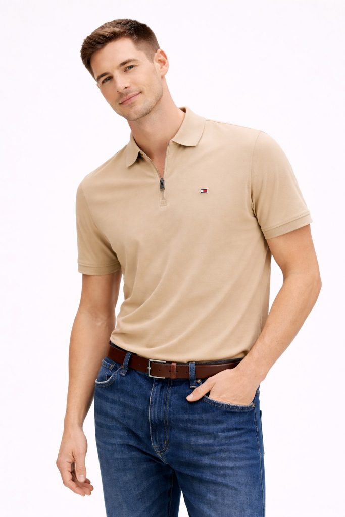 TOMMY HILFIGER Interlock Zip Reg Erkek Polo Tişört MW0MW42758RBT