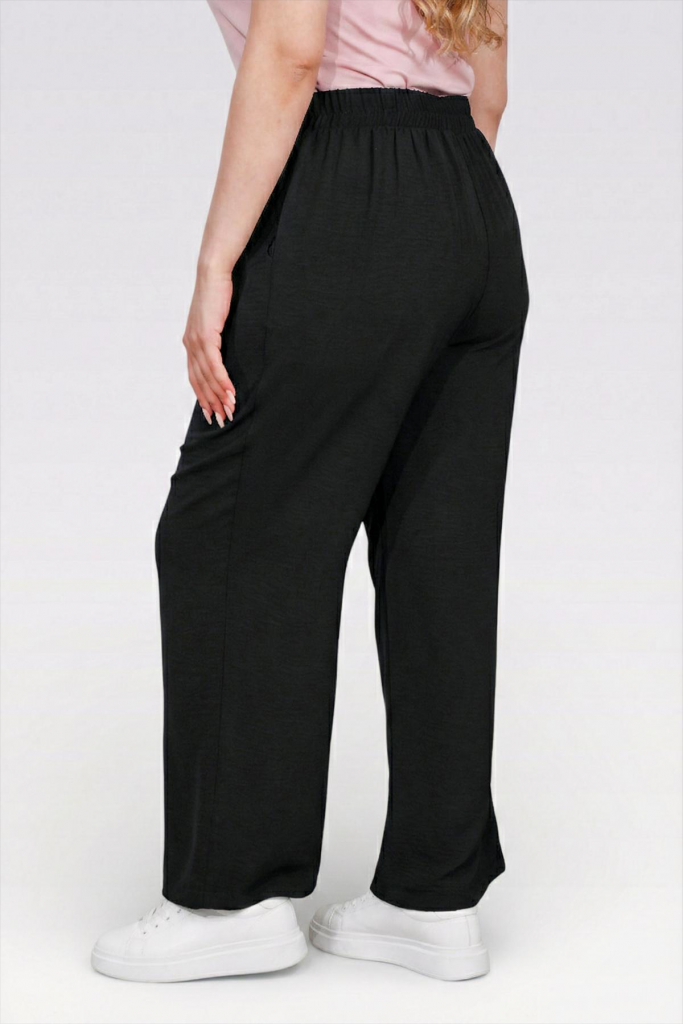 TOLGA SARAÇOĞLU Düğme Detaylı Beli Lastikli Pantolon 30176 - Siyah