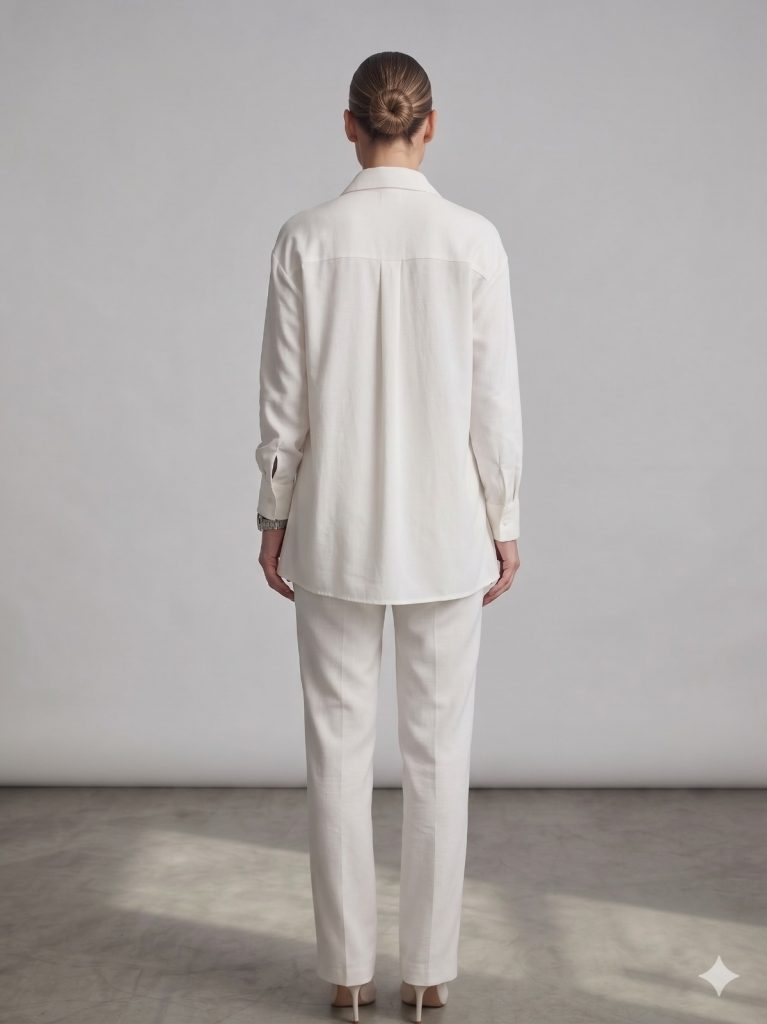 ALBA CHEEYA Göğüs Dekolteli Kapak Cepli Gömlek 6601 - EKRU