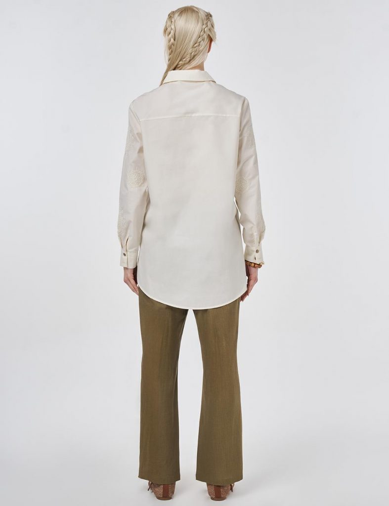 KAYRA %100 Pamuklu Bağcıklı Tunik 21119 - EKRU