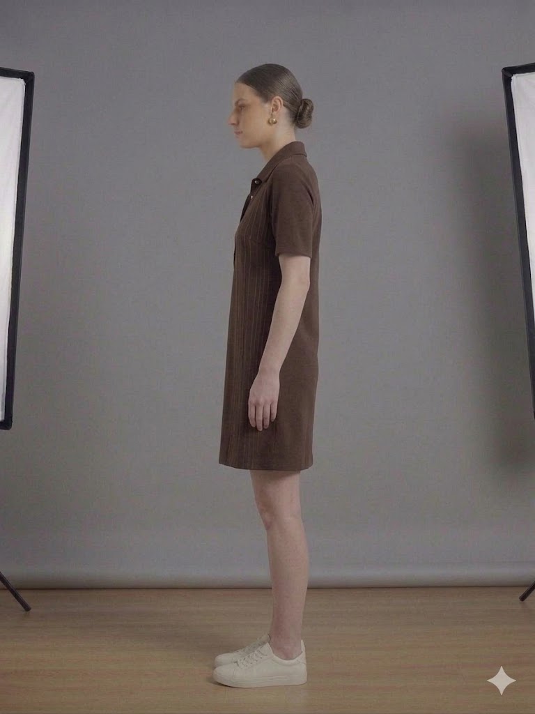 TOLGA SARAÇOĞLU Gold Düğme Detaylı Kısa Kollu Elbise 40181 - kahve