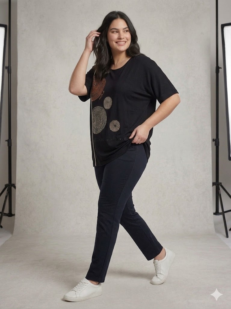 TOLGA SARAÇOĞLU Taş İşlemeli Desenli Bluz 11059 - Siyah