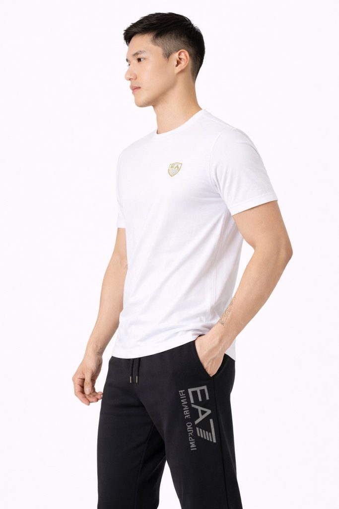 EA7 Train Premium Shield M Erkek Tişört 8NPT16PJRGZ - Beyaz