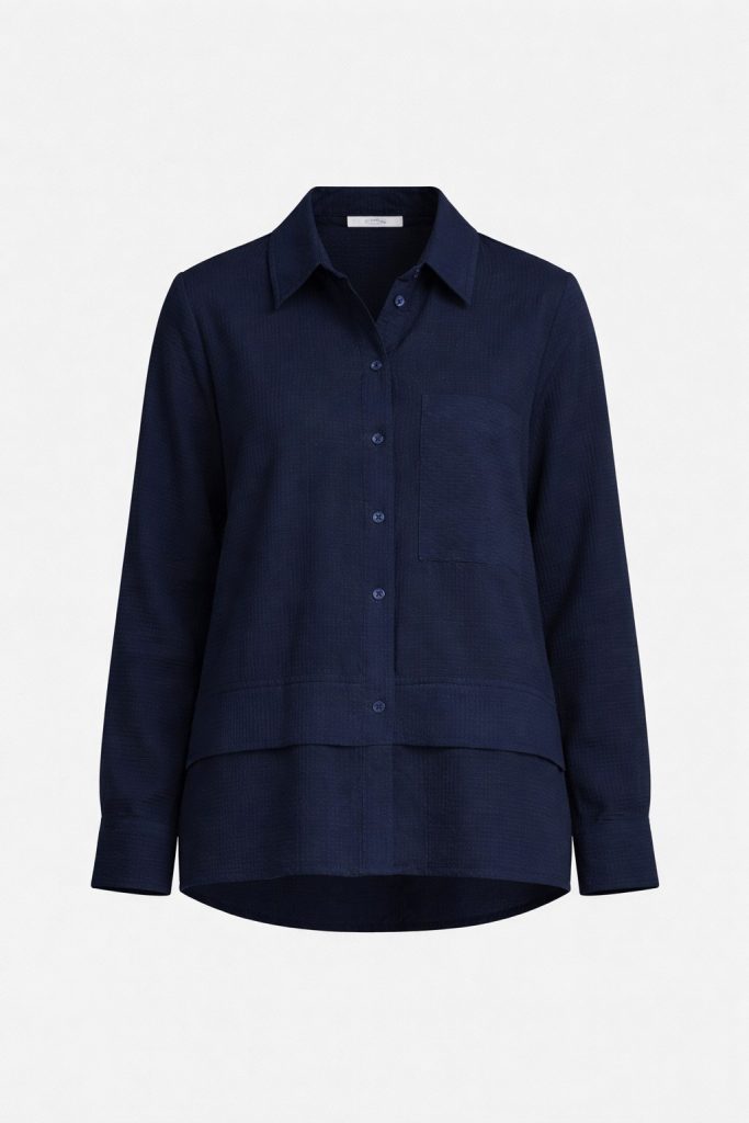 DOSSO DOSSİ  Ön Cep Detaylı Çizgili Gömlek 3896 - Lacivert