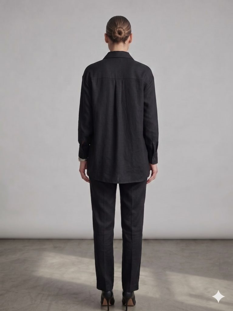 ALBA CHEEYA Göğüs Dekolteli Kapak Cepli Gömlek 6601 - Siyah