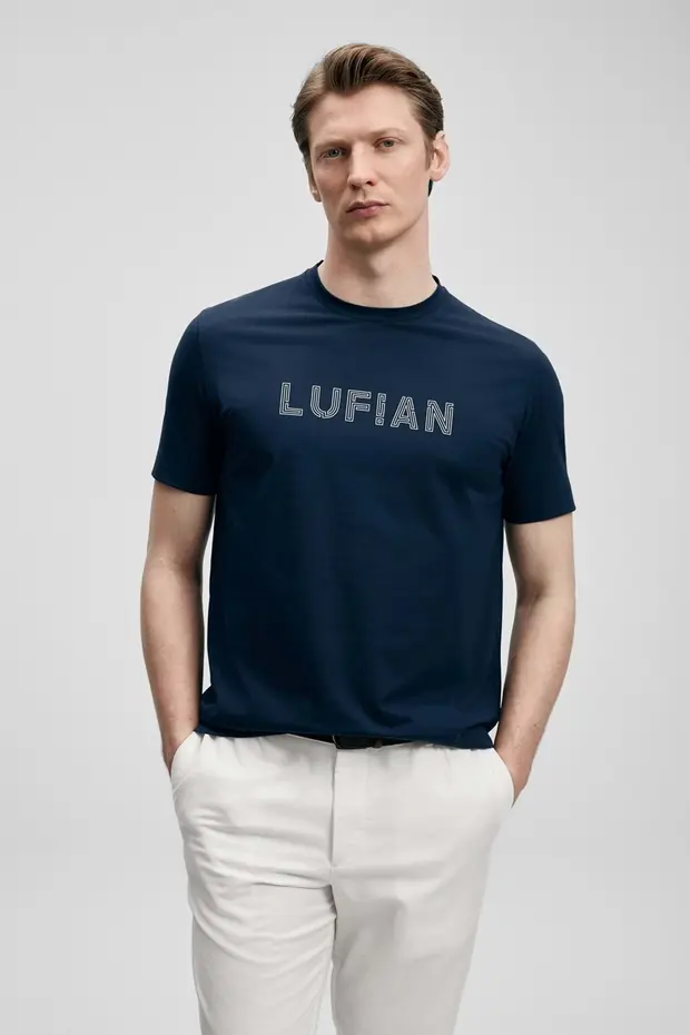 LUFİAN Oscar Modern Grafik Tişört 111020280 - Lacivert