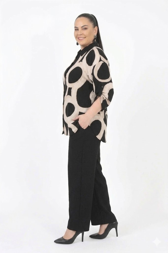 DARKMEN Desenli Gömlek Ve Pantolon Seti 5007 - Siyah