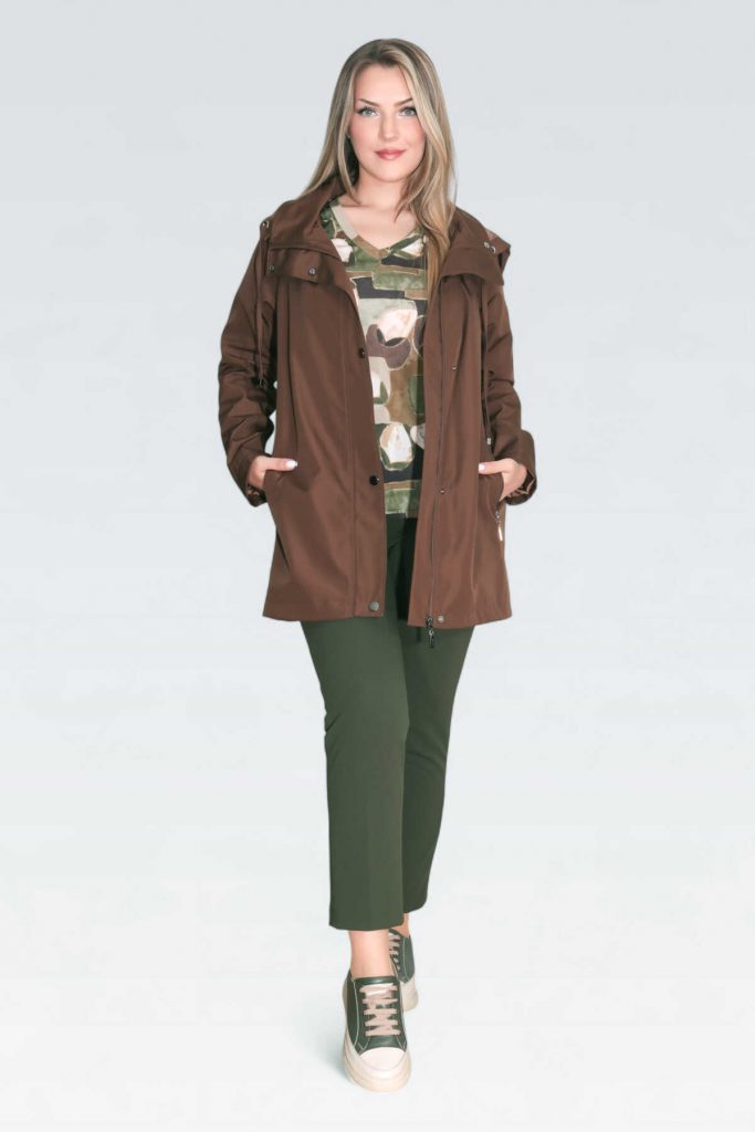 TOLGA SARAÇOĞLU Demonte Kapüşon Devrik Yaka Rahat Kesim Trençkot 60131 - kahve