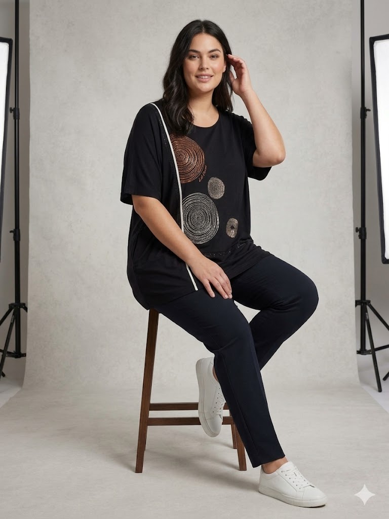 TOLGA SARAÇOĞLU Taş İşlemeli Desenli Bluz 11059 - Siyah