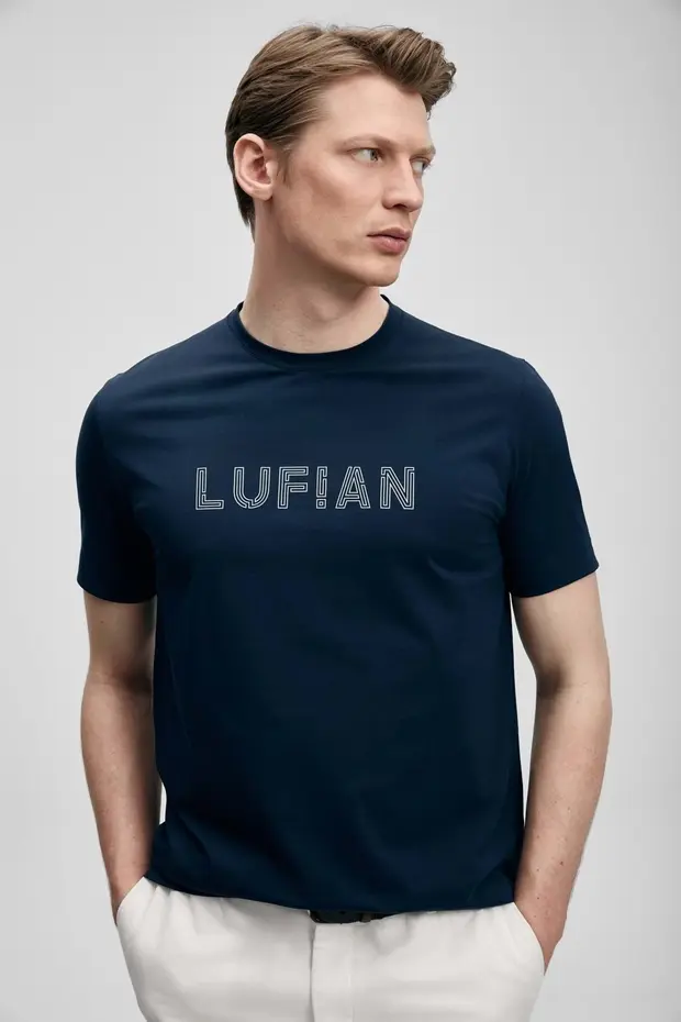 LUFİAN Oscar Modern Grafik Tişört 111020280 - Lacivert
