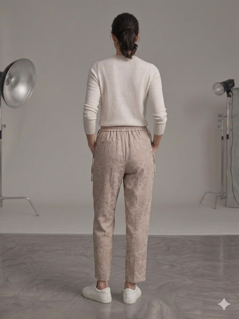 SEDNA Kendinden Desen İşlemeli Pantolon 7212 - BEJ