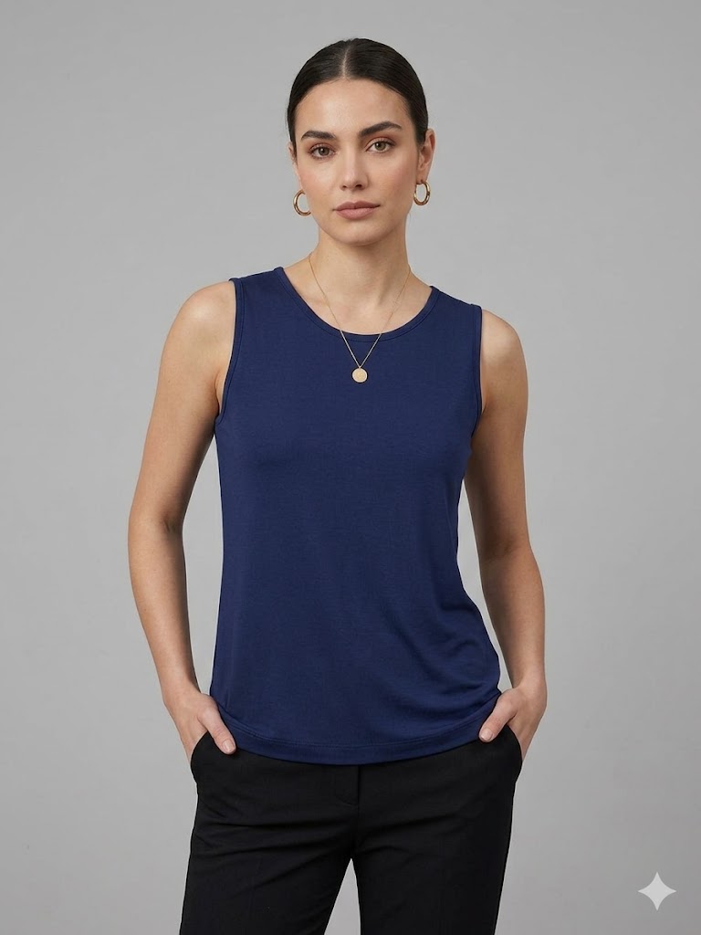 TOLGA SARAÇOĞLU Kalın Askılı Bluz 10977 - İNDİGO